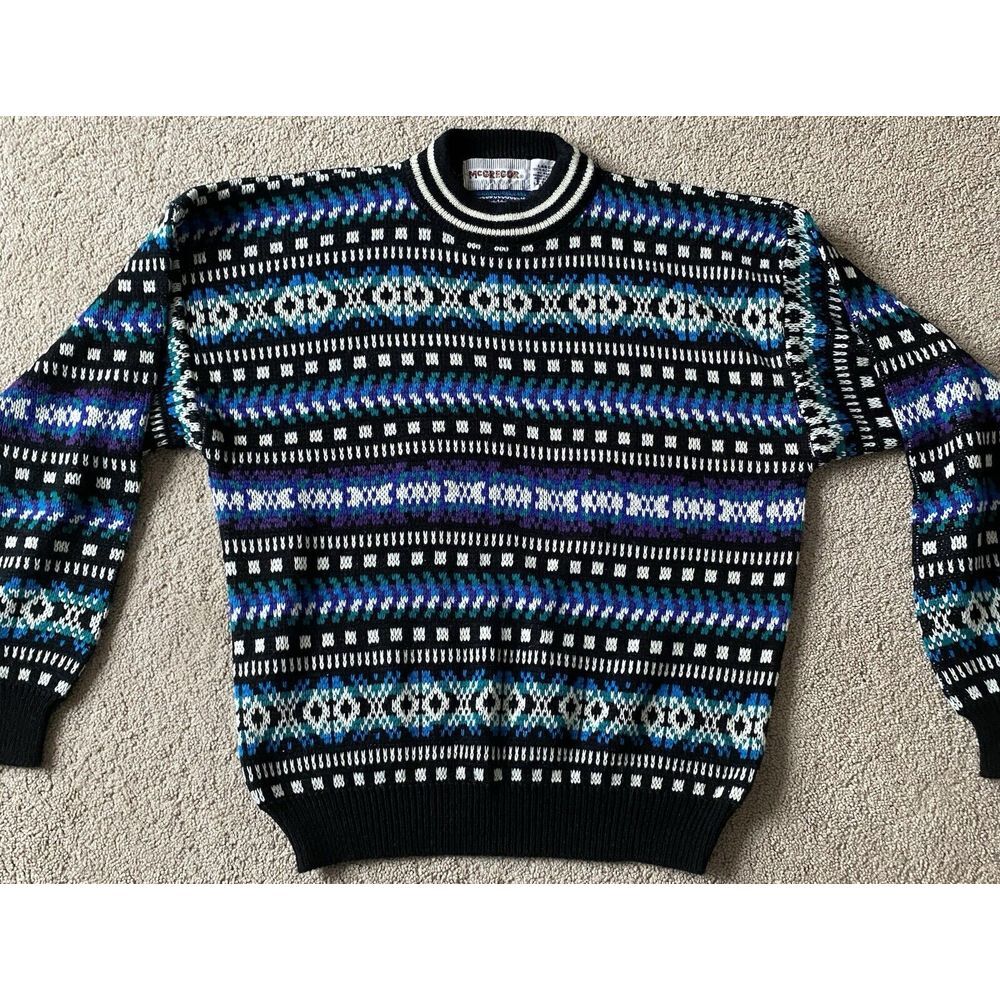 VTG McGregor Mens Sweater Fresh Prince Biggie Cosby Multi Color Sz. Large